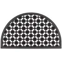 Famanu – Halfronde deurmat van rubber, 75 x 45 cm, schoonloopmat voor gang, balkon en binnen & buiten, antislip, zwart