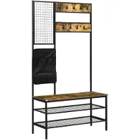 HOMCOM - Kapstok - met Haken - Memobord - Opbergtas en Schoenenrek - 837-219