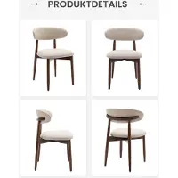 Laura Eetkamerstoelen Set van 2 52x56x80,5 cm Beige – Moderne Gestoffeerde Stoelen met Houten Poten, Ergonomische Rugleuning, Comfortabele Stoffen Zitting voor Keuken & Eetkamer –