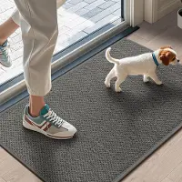 Famanu – Binnendeurmat 43 x 75 cm, antislip deurmat, wasbare vuilvangmat, absorberend entreemat voor binnenshuis, grijs