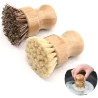 Aihontai Bamboe afwasborstel, houten afwasborstel, borstel met haren voor pannen, champignonsborstel, groenteborstel, pannenborstel - fy