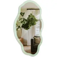Tulup Mintgroen Spiegel - Groen Rechthoekige Spiegel Voor Interieur - Organische Spiegel - Woonkamer - Minimalistisch - 45x90 cm - Totale afmeting 52x97 cm
