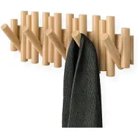 Famanu – Wandkapstok met 5 haken, natuurlijk, ideaal voor het ophangen van jassen en accessoires