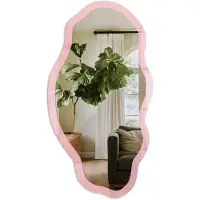 Tulup Lichtroze Spiegel - Roze Rechthoekige Spiegel Met Modern Design - Organische Spiegel - Slaapkamer, Woonkamer, Kantoor - Minimalistisch - 45x90 cm - Totale afmeting 52x97 cm