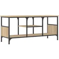 vidaXL Tv-meubel 100x33x45 cm bewerkt hout en ijzer sonoma eikenkleur
