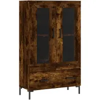 vidaXL Hoge kast 69,5x31x115 cm bewerkt hout gerookt eikenkleurig