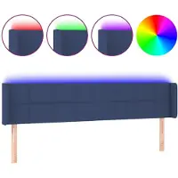 vidaXL Hoofdbord LED 203x16x78/88 cm stof blauw