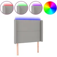 vidaXL Hoofdbord LED 93x16x118/128 cm stof lichtgrijs
