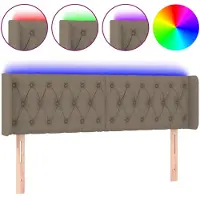 vidaXL Hoofdbord LED 147x16x78/88 cm stof taupe