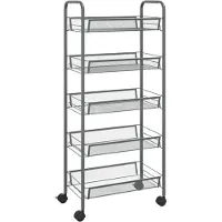 vidaXL Keukenwagen, 5 etages, grijs, 46x26x105 cm, ijzer
