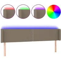 vidaXL Hoofdbord LED 203x16x78/88 cm stof taupe