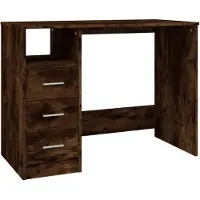 vidaXL Bureau met lades 102x50x76 cm bewerkt hout gerookt eikenkleurig