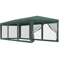 vidaXL Partytent met 8 mesh zijwanden 3x9 m HDPE groen
