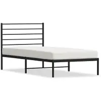 vidaXL Bedframe met hoofdbord metaal zwart 100x200 cm