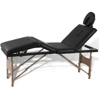 vidaXL Massagetafel, inklapbaar, 4 zones, met houten frame, zwart