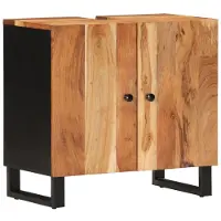 vidaXL Wastafelkast 62x33x58 cm massief acaciahout en bewerkt hout