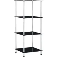 vidaXL Kastje 4-laags 40x40x100 cm gehard glas zwart