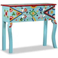 vidaXL Wandtafel handgeschilderd massief mangohout blauw