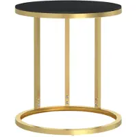 vidaXL Bijzettafel 45 cm gehard glas goudkleurig en zwart