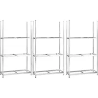 vidaXL Bandenrekken 3-laags 3 st 110x40x200 cm staal zilverkleurig