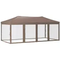 vidaXL Partytent inklapbaar met zijwanden 3x6 m taupe