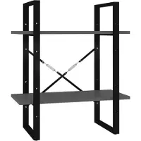 vidaXL Boekenkast met 2 schappen 60x30x70 cm bewerkt hout grijs