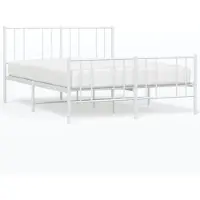 vidaXL Bedframe met hoofd- en voeteneinde metaal wit 160x200 cm