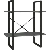 vidaXL Boekenkast met 2 schappen 60x30x70 cm massief grenenhout grijs