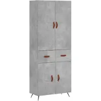 vidaXL Hoge kast 69,5x34x180 cm bewerkt hout betongrijs