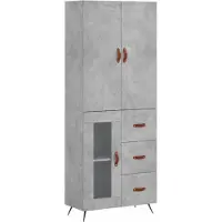 vidaXL Hoge kast 69,5x34x180 cm bewerkt hout betongrijs