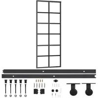 vidaXL Schuifdeur met beslag, veiligheidsglas (ESG) en aluminium, 76x205 cm