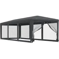 vidaXL Partytent met 8 mesh zijwanden 3x9 m HDPE antracietkleurig