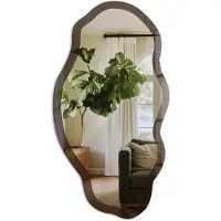 Tulup Donker Hout Spiegel - Bruin Strakke Rechthoekige Spiegel - Organische Spiegel - Woonkamer, Kantoor, Slaapkamer - Minimalistisch - 45x90 cm - Totale afmeting 52x97 cm