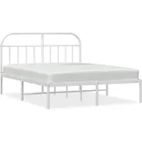 vidaXL Bedframe met hoofdbord metaal wit 150x200 cm