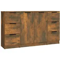 vidaXL Dressoirs 3 st bewerkt hout gerookt eikenkleurig