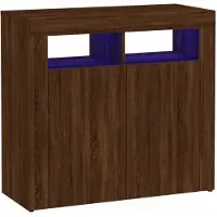 vidaXL Dressoir met LED-verlichting 80x35x75 cm bruin eiken