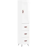 vidaXL Hoge kast 34,5x34x180 cm bewerkt hout hoogglans wit