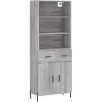 vidaXL Hoge kast 69,5x34x180 cm bewerkt hout grijs sonoma eikenkleurig
