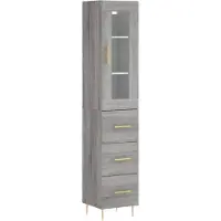 vidaXL Hoge kast 34,5x34x180 cm bewerkt hout grijs sonoma eikenkleurig