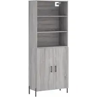 vidaXL Hoge kast 69,5x34x180 cm bewerkt hout grijs sonoma eikenkleurig