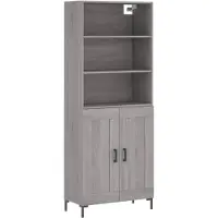 vidaXL Hoge kast 69,5x34x180 cm bewerkt hout grijs sonoma eikenkleurig
