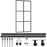 vidaXL Schuifdeur met beslag, veiligheidsglas (ESG) en aluminium, 102x205 cm