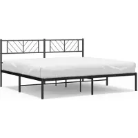 vidaXL Bedframe met hoofdbord metaal zwart 200x200 cm