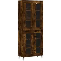 vidaXL Hoge kast 69,5x34x180 cm bewerkt hout gerookt eikenkleurig
