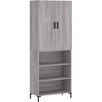 vidaXL Hoge kast 69,5x34x180 cm bewerkt hout grijs sonoma eikenkleurig