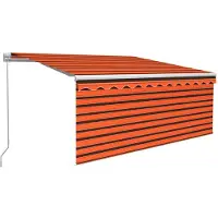 vidaXL Luifel handmatig uittrekbaar gordijn LED 3,5x2,5 m oranje bruin