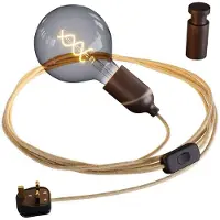 Creative Cables Snake Rolé Wood Zonder Gloeilamp Lamphouder Met Snoer