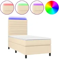 vidaXL Boxspring met matras en LED stof crèmekleurig 80x200 cm
