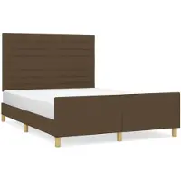 vidaXL Bedframe zonder matras stof donkerbruin 140x190 cm