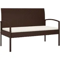 vidaXL Tuinbank met kussen 105 cm poly rattan bruin